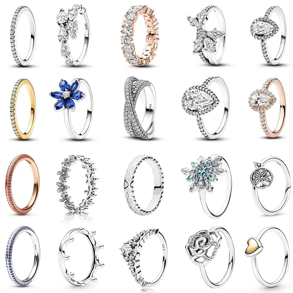 925 Sterling Silver pretty Sparkling Asymmetrical Herbarium Cluster Band Pear Halo Timeless Crossover Dual Band Ring Gifts 250121