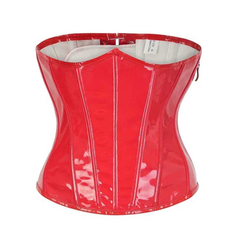 PVC Corset Top for Women Gothic Underbust Bustier Black Red PU Leather Waist Cincher Corselet Steampunk Corset Lace up Zipper W250120