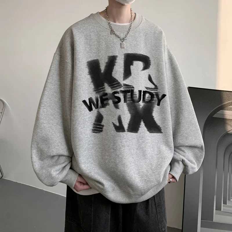 Mens Gothic letter Crewneck sweatshirt autumn hip-hop fashion wool pullover hoodie Hombre Y2K streetwear oversized clothing W250117