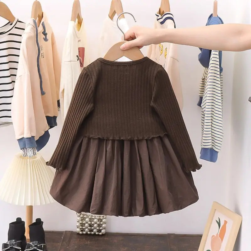 Spring Baby Girls Clothes Set Kid Knitting Cardigan Coat and Sleeveless Dress 2 Pieces Suit Toddle Knitted Princess Uniform 250117