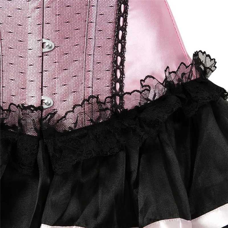 Sapubonva pink tight corset top lace decoration satin top clothing womens styling Victoria Flower Princess Red W250120