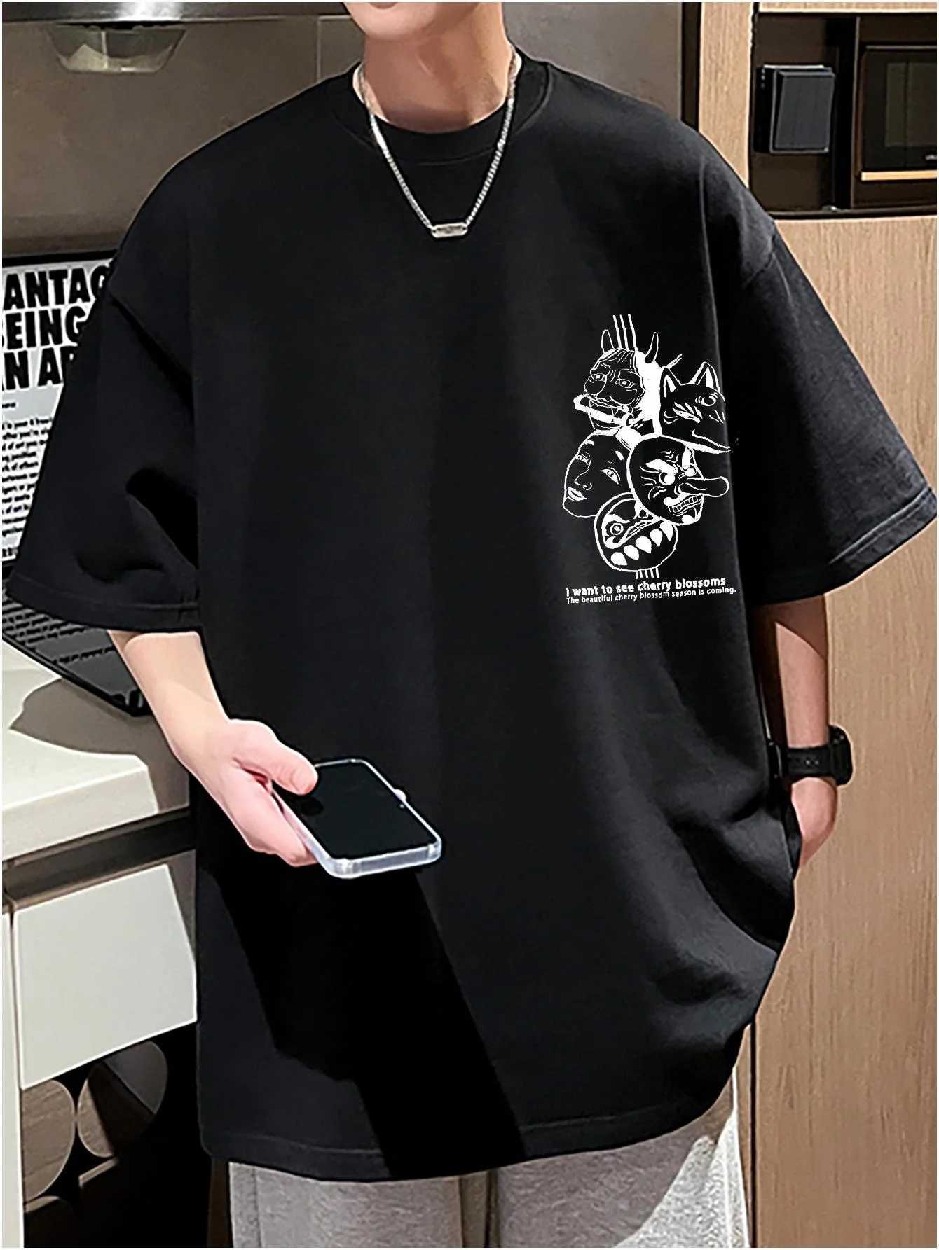 Harajuku Monster Anime Mens T-shirt Large Fashion Retro Y2k Unisex T-shirt Short Sleeve Casual Clothing Summer Cotton Mens Top W250117