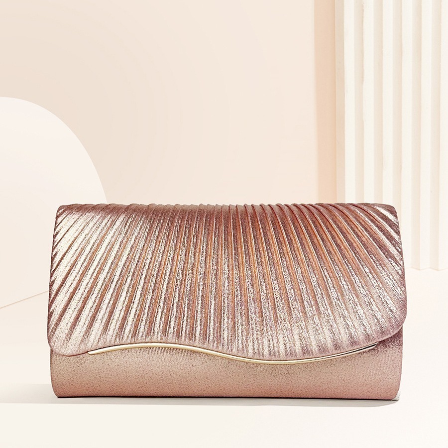 Current Batch Of Fashionable Bags, Simple Wrinkled Hand-Held Bag, Metal Wave Iron Wire Banquet Bag