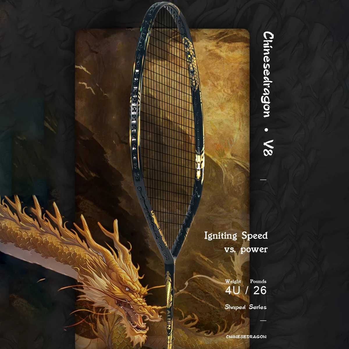ALP V8 4U V Shape Full Caon Fiber Max 30LBS Strung Offensive Type Racquet Professional Training Badminton Racket With Bag W250121
