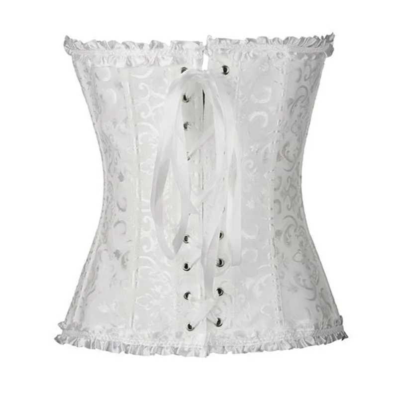 Sapubonva Corset Sexy Womens Plus Size Corsets and Bustiers Overbust Floral Gothic Brocade Corselet Clothing Top White Black W250120