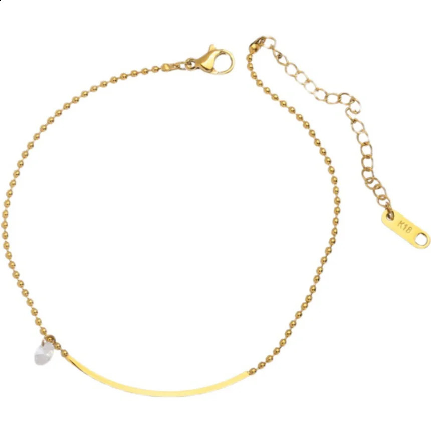 316L Stainless Steel Smile Zircon ins Anklet Ladies Fashion Trend High Jewelry Beach Accessories SAB139 250114
