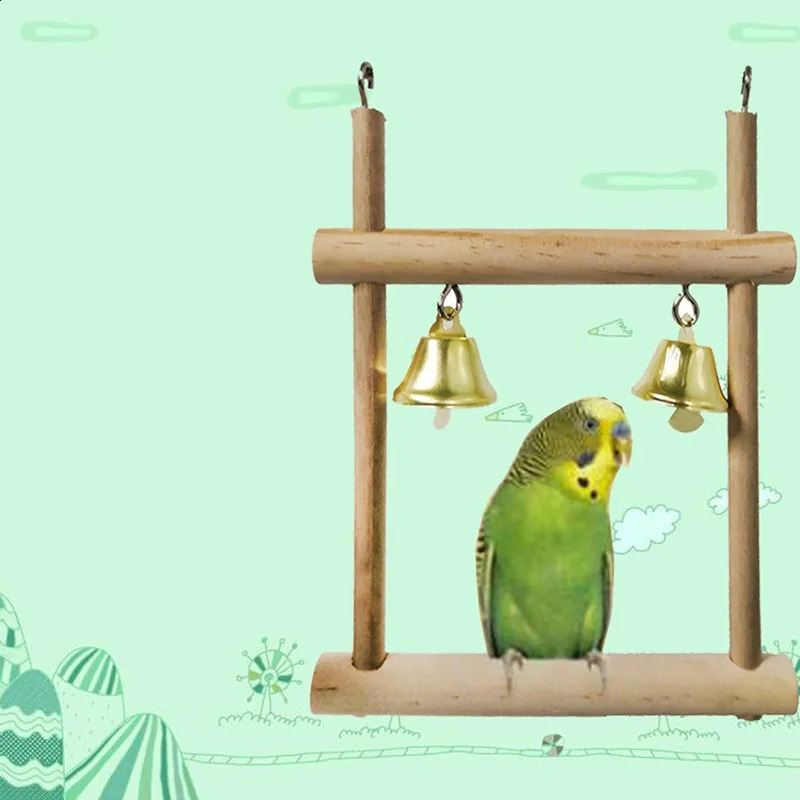 8PCS Set Combination Parrot Bird Toys Wood Articles Bite Pet Bird Toys For Parrot Training Bird Toy Swing Ball Bell Standing 250121