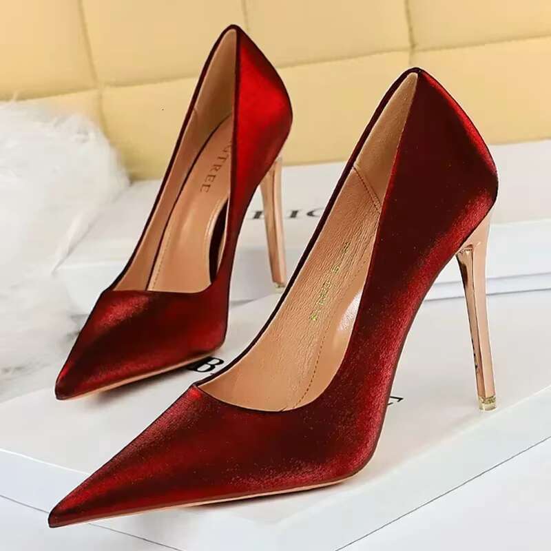 Women Fetish 10.5cm High Blue Bury Formal Dress Pumps Lady Sparkly Satin Wedding Brides Fairy Stilettos Heels Shoes