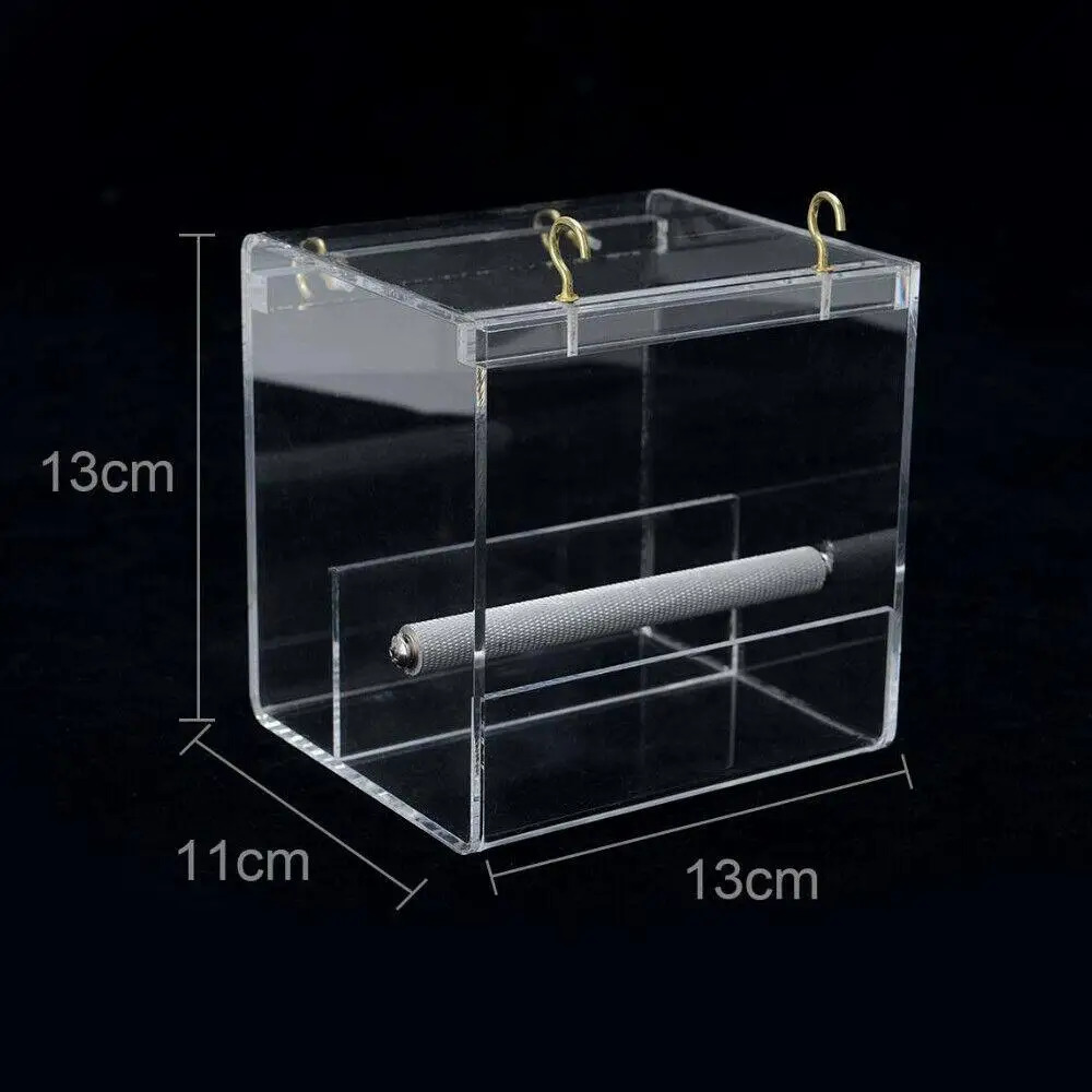 Seed Acrylic No Mess Anti-spread Bird Cage Feeding Container Box Automatic Parrot Feeder 250121