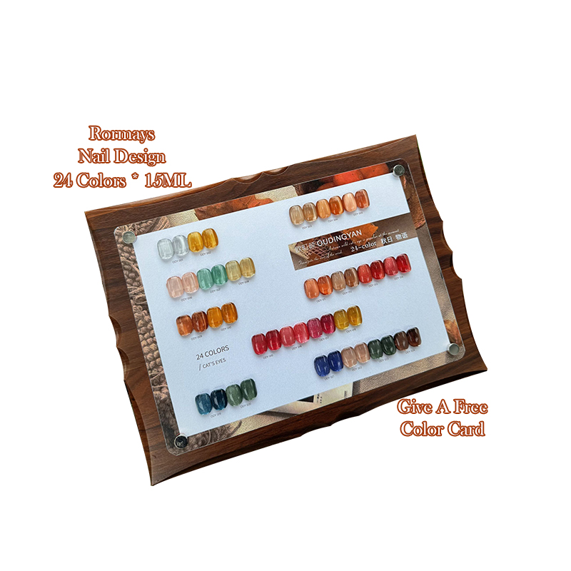 Rormays Autumn Glass Bead Stone Cat's Eye gel Polishing 24PCS Mixed Varnish Soaking Nail UV LED Salon gel Primer Polishing 15ML Wholesale Factory