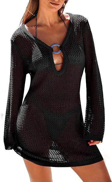 2025 New Designer 6-color 4 Size Outdoor Sexy Round Casual Long Sleeve Hollow Women's Beach Skirt