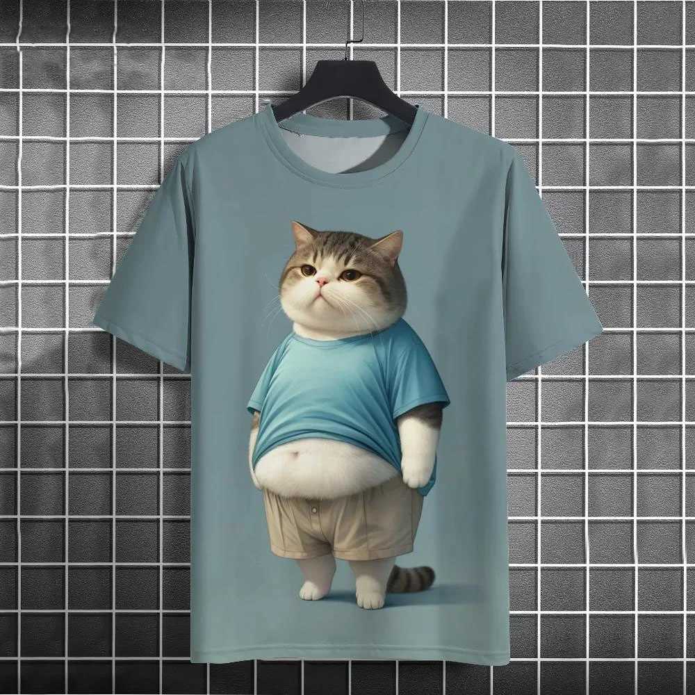 Funny Cartoon Cat T-Shirts Animal Graphic 3D Print Men Women Short Sleeve T Shirt Oversized Tees Harajuku Y2k Tops Kids Clothing W250117