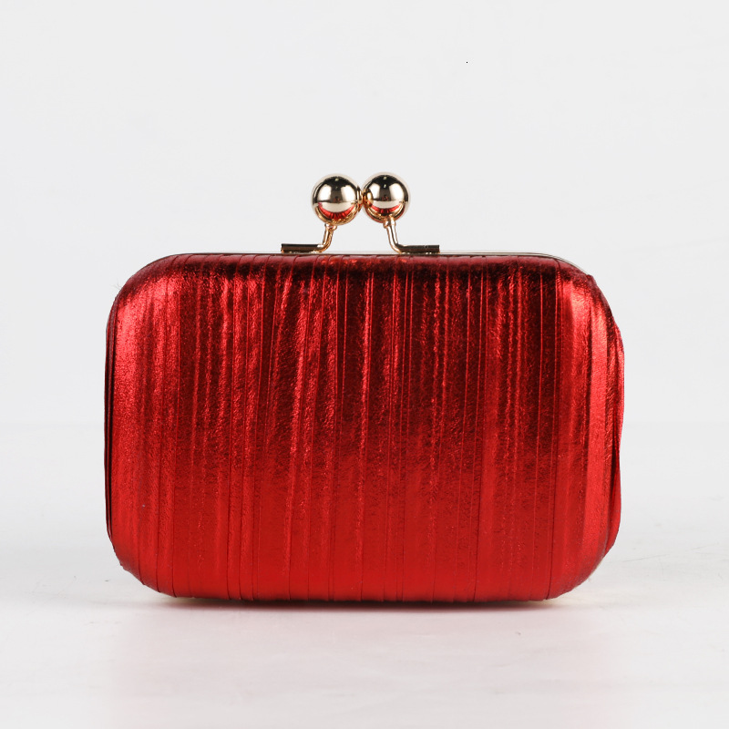 Fashionable Pleated Dinner Metallic Shiny Dress Women's Bag, Versatile Evening Bag