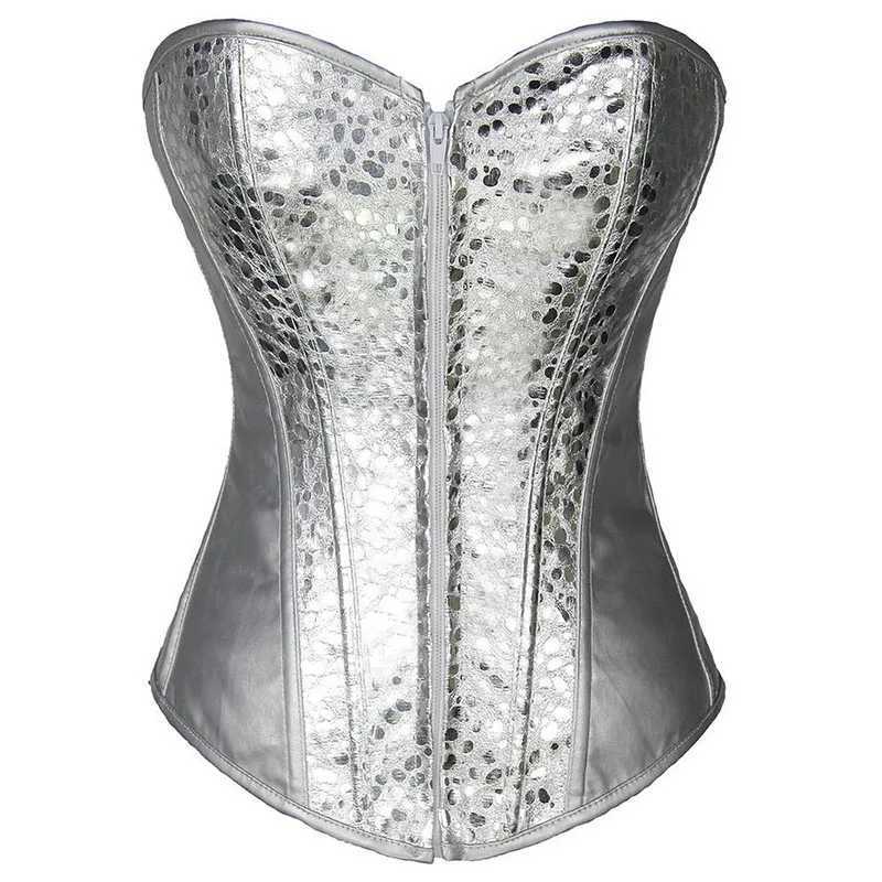 Corset Womens Retro Style Gold Silver Corset Leather Nightclub Sexy Korsett Lingerie Strapless W250120