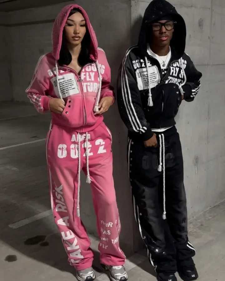 Gothic Punk Hip-hop Washed Zipper Hoodie Rock Harajuku Personality Y2K Loose Men and Women Promotion Street Mens Clothing W250117