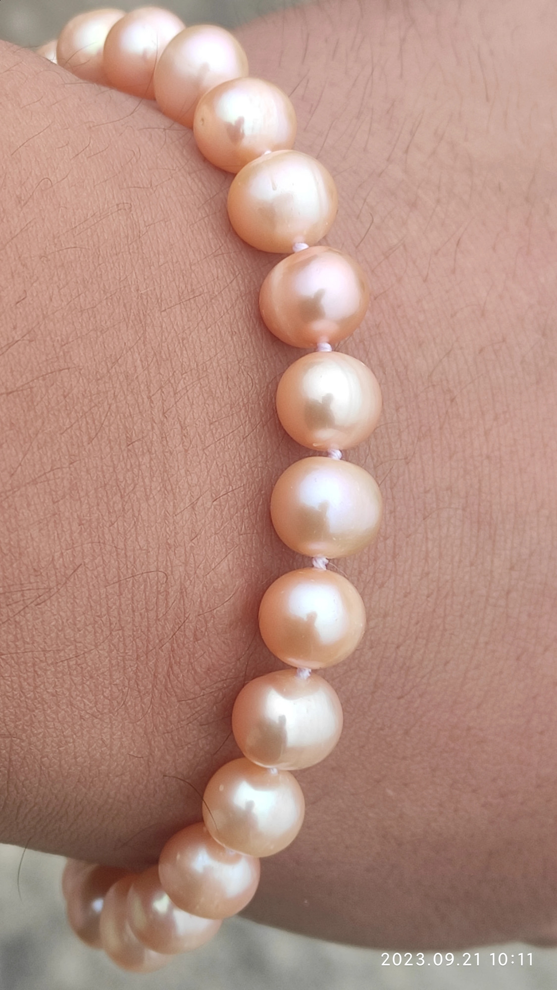Customized size AAA9-10mm circular natural akoya pink pearl bracelet 7.5-8inch 250121