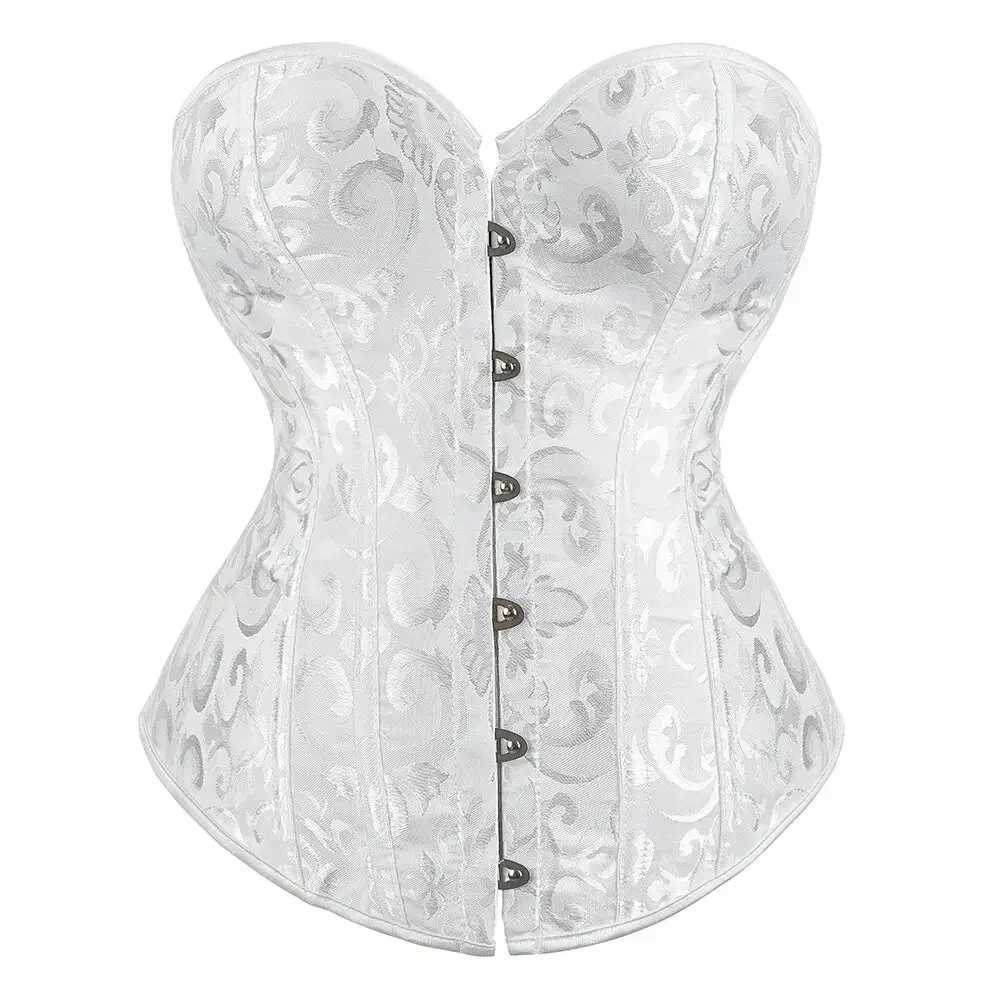 Simple Elegant Overbust Corset Vintage Women Bustier Lace-up Plastic Boned Corset Plus Size Brocade Gothic Sexy Corset W250120