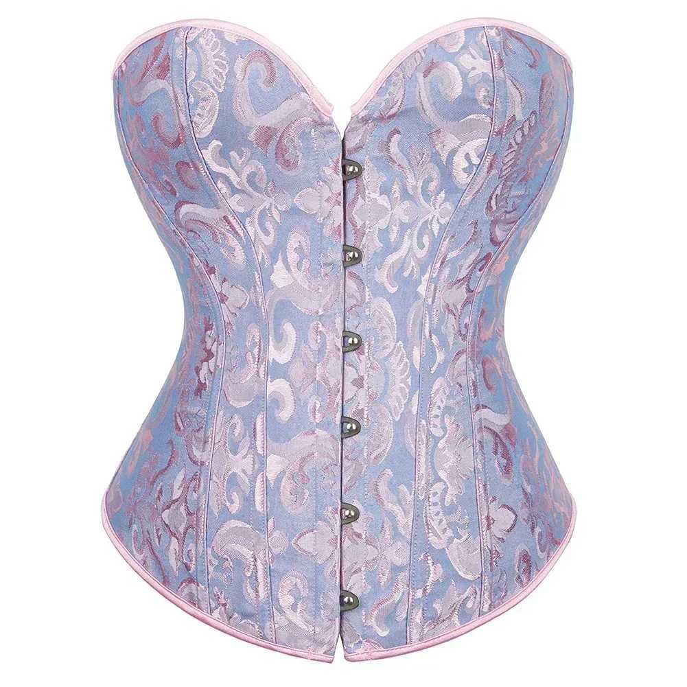 Simple Elegant Overbust Corset Vintage Women Bustier Lace-up Plastic Boned Corset Plus Size Brocade Gothic Sexy Corset W250120
