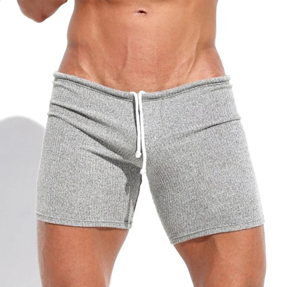 Short Pants Beach Holiday Shorts Men Breathable Casual Drawstring Elastic Mens Ribbed Slim Fit Solid Color 250121