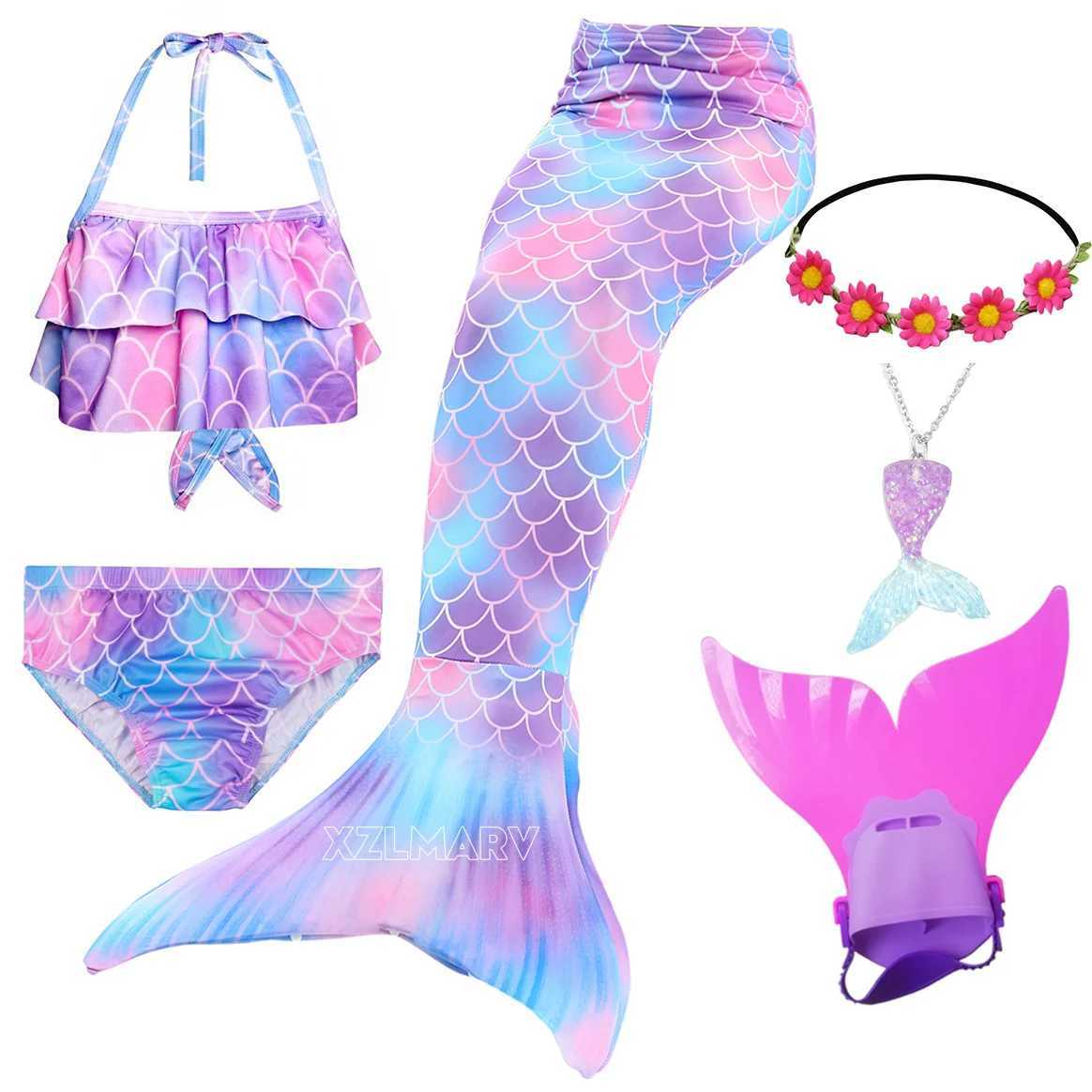 Mermaid costume for children mermaid tail swimming can be added. Single finned girl childrens mermaid costume role-playing birthday gift W250117