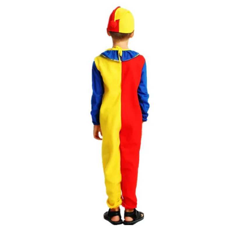 Children Halloween Buffoon Costumes Baby Clown Cosplay Costume Circus Jumpsuits Kids Christmas Day New Year Rompers Hat W250117
