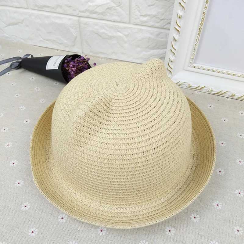 New handmade straw hat 7-color childrens straw hat summer sandal hat outing travel men and women baby cat ear sun hat T250121