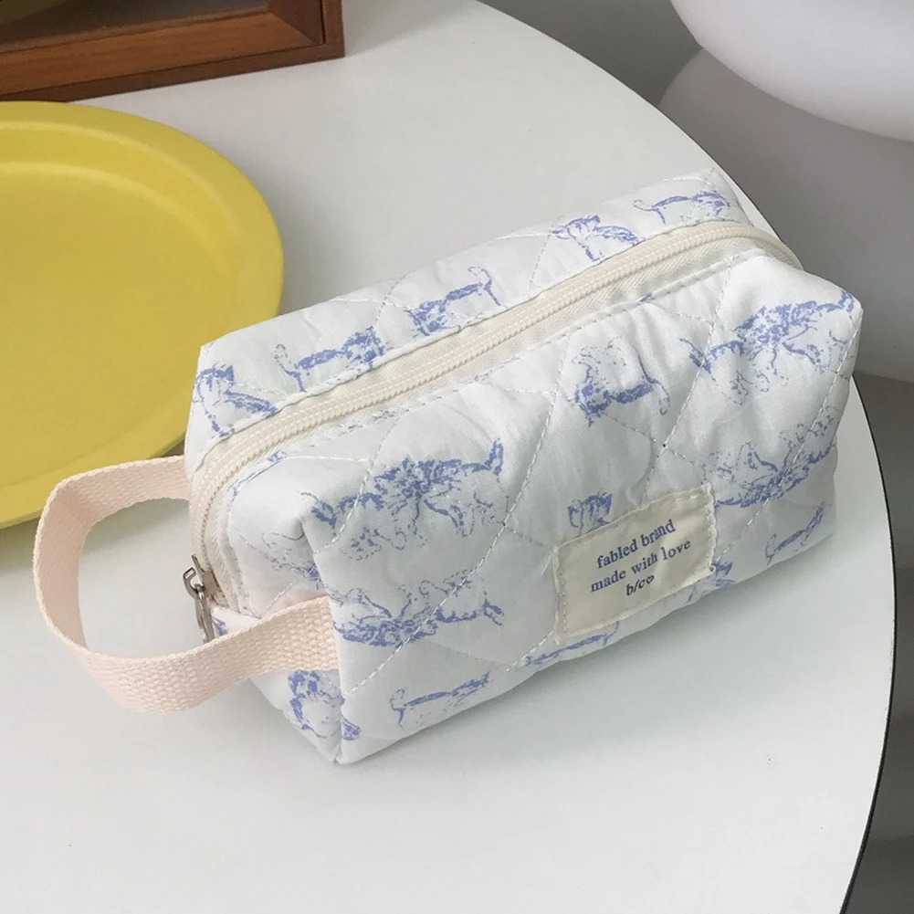 Women Large Travel Organizer Large Capacity Floral Quilted Checkered Makeup Bag Make Up Brush Bags Toiletry Zipper Storage Pouch 250120