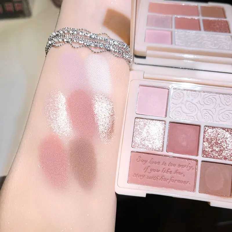 New Arrival 9-color pink glitter eye shadow palette pearl nude matte eye shadow waterproof long-lasting charming eye shadow makeup Z250121