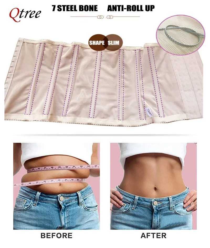 Qtree Dress Slimming Waist Trainer Belt Shapewear Women Belly Cincher Body Shaper Fat Compression Strap Girdles Firm Hook Corset W250120