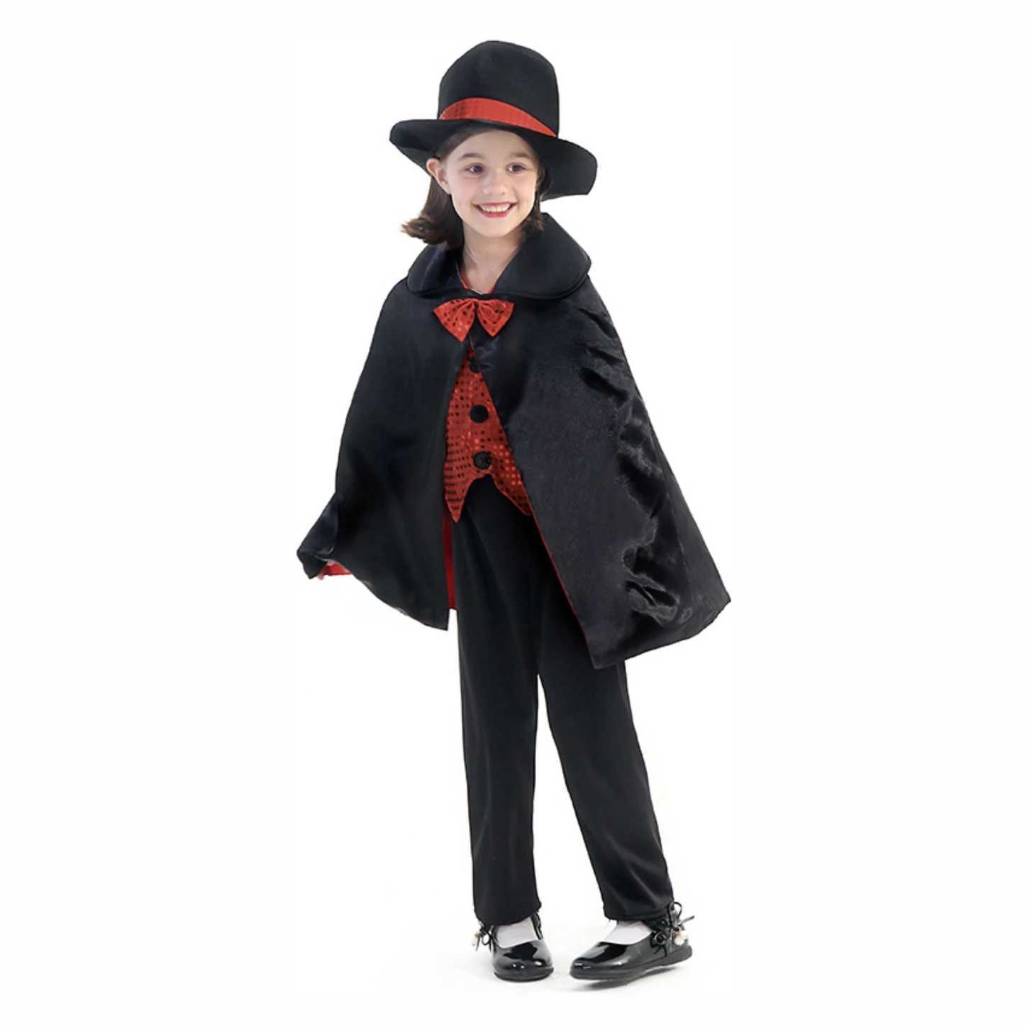 Magician Role Play Cloak Waistcoat Cape Hat Magic Wand Set Cosplay Costume 2024 Jazz Dance Stage Outfit W250117
