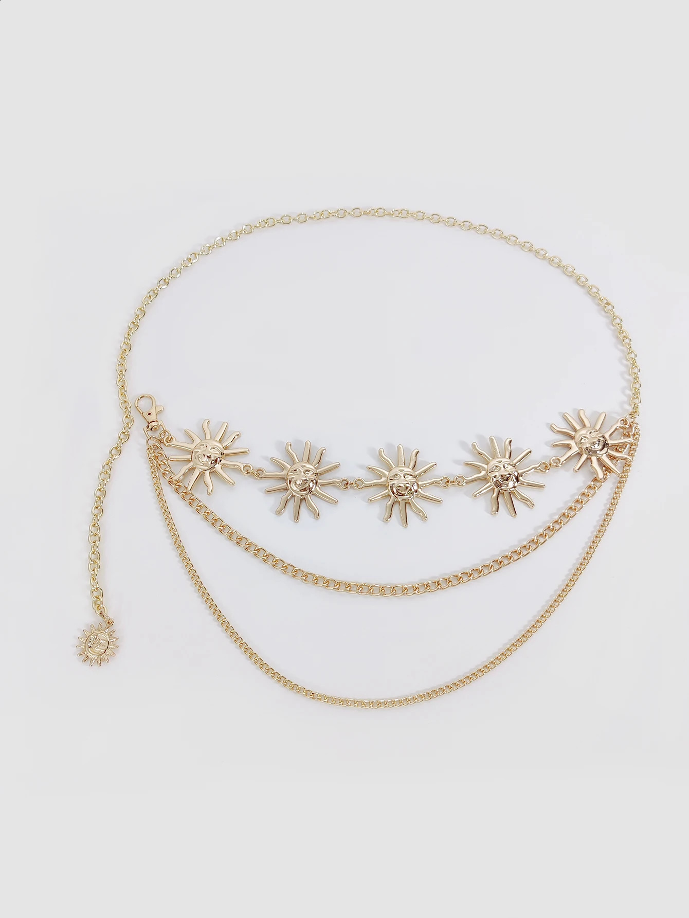 Tassel Waist Gold Chain Belt Female Harajuku Accessory Y2K Punk Silver Metal Sun Belts For Women High Quality Waistband 250114