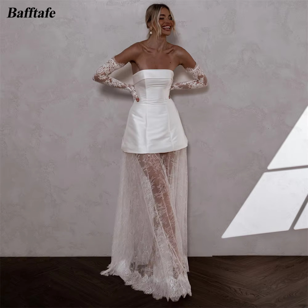 Toofgon A E Satin Lace Dresses Detachable Long Sleeves Customized Women Bridal Wedding Gowns Photography Robe Mariee