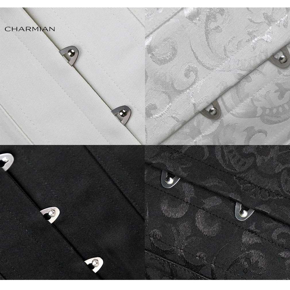 Charmian Black Corsets For Woman Sexy 22 Steel Boned On Torso Plus Size Brocade Hourglass Shapewear White Corset Waist Trainer W250120