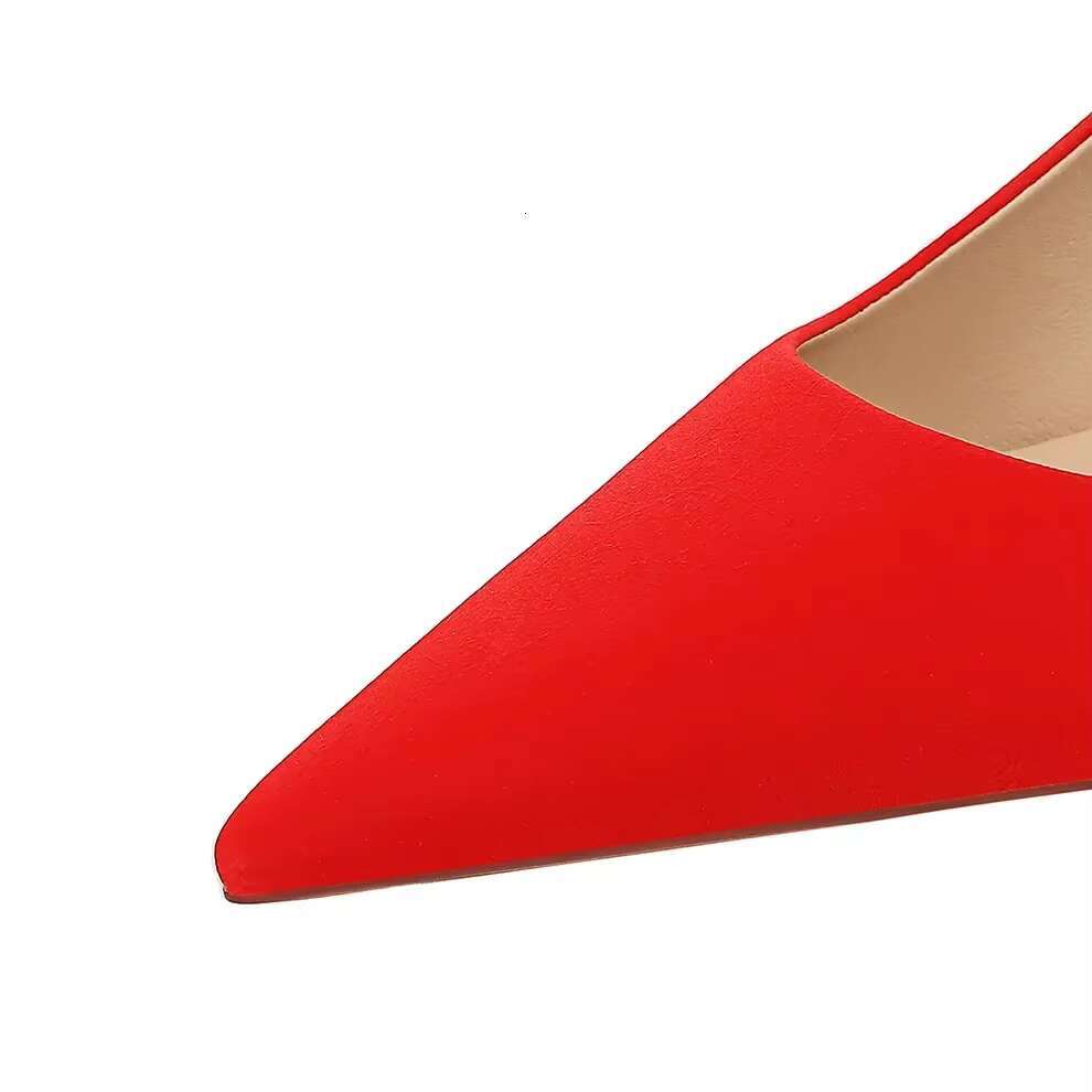 New Women 7cm 10cm High Pointed Toe Nightclub Pumps Lady Daily Office Middle Low Heels Concise Red Green Barefoot Shoes