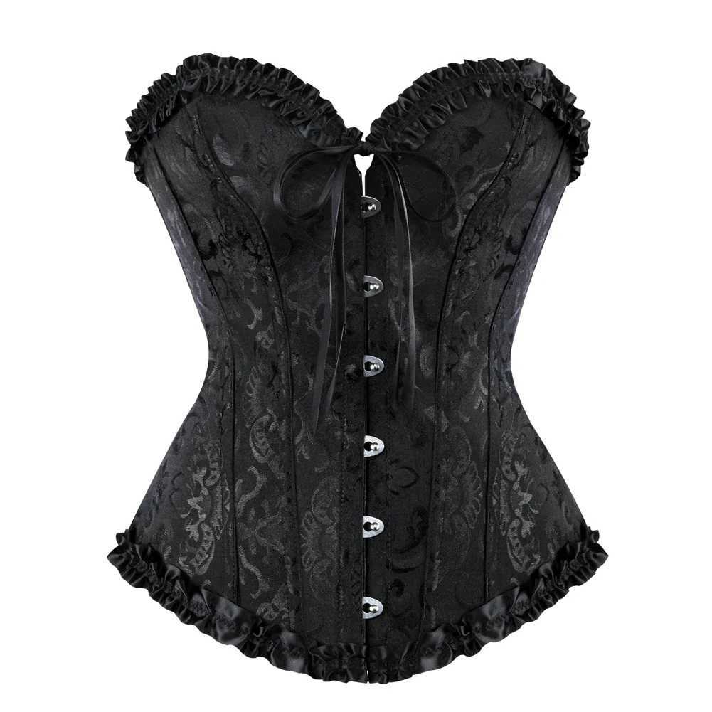 Sexy Bustiers And Corsets Floral Lace Tops For Women Vintage Corset Gothic Overbust Satin Jacquard Corselet W250120
