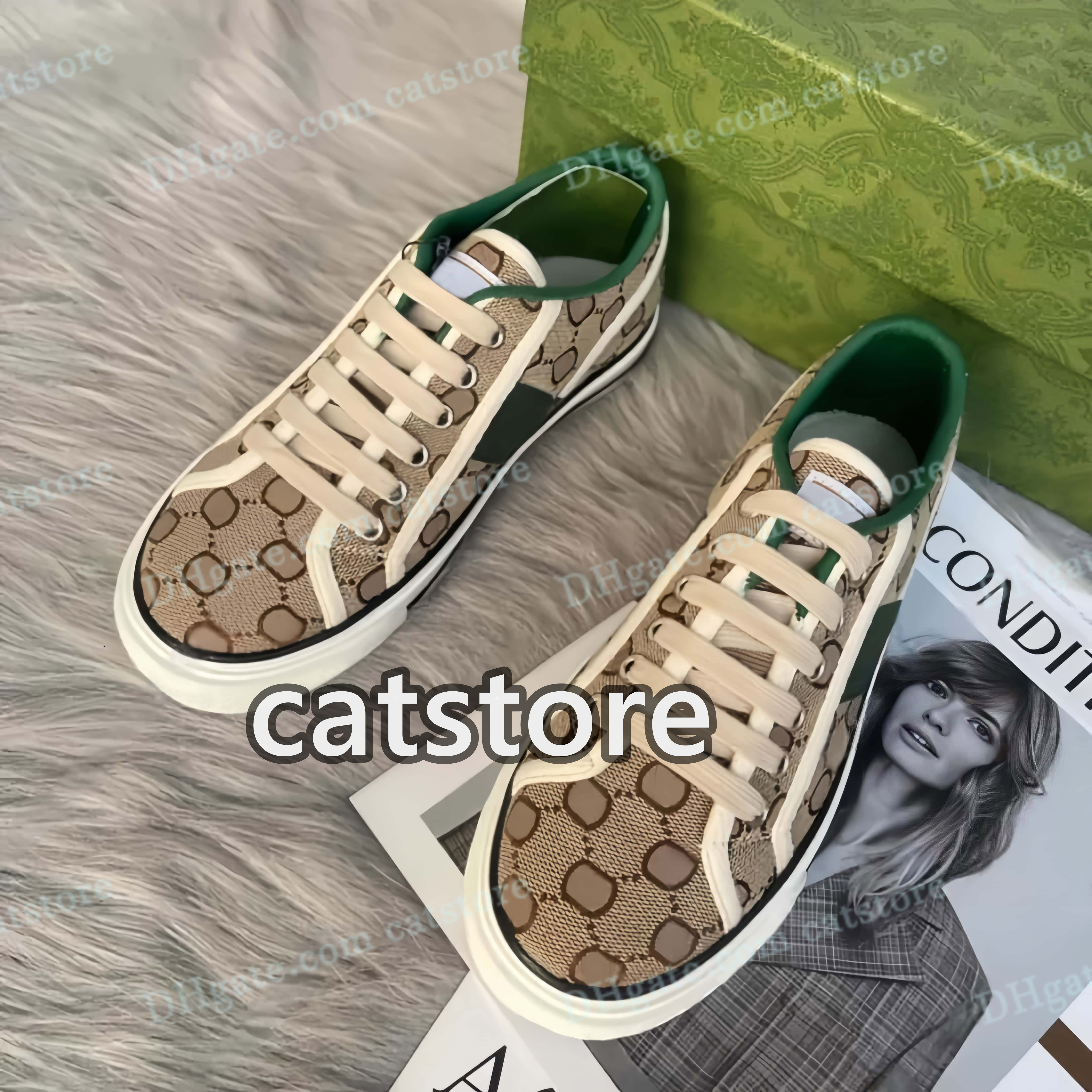Tennis Canvas 1977 Casual shoes Luxurys Designers Womens Shoe Italy Green And Red Web Stripe Rubber Sole Stretch Cotton Low Top Mens Sneakers flat shoe embroidery
