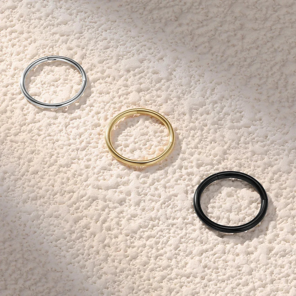 2/6PCS Seamless 316L Stainless Steel Nose Ring for Men Gold Color Hoop Earrings for Women Septum Helix Tragus Piercing Jewelry250120