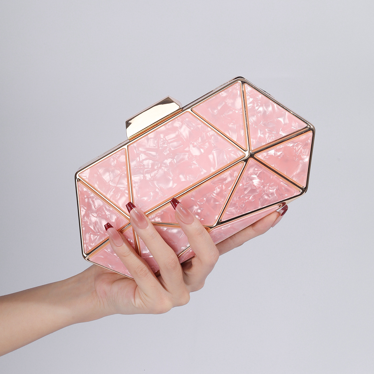 New Acrylic Metal Water Chestnut With Socialite Temperament, One Shoulder Diagonal Chain Bag, Women's Hand-Held Dinner Bag