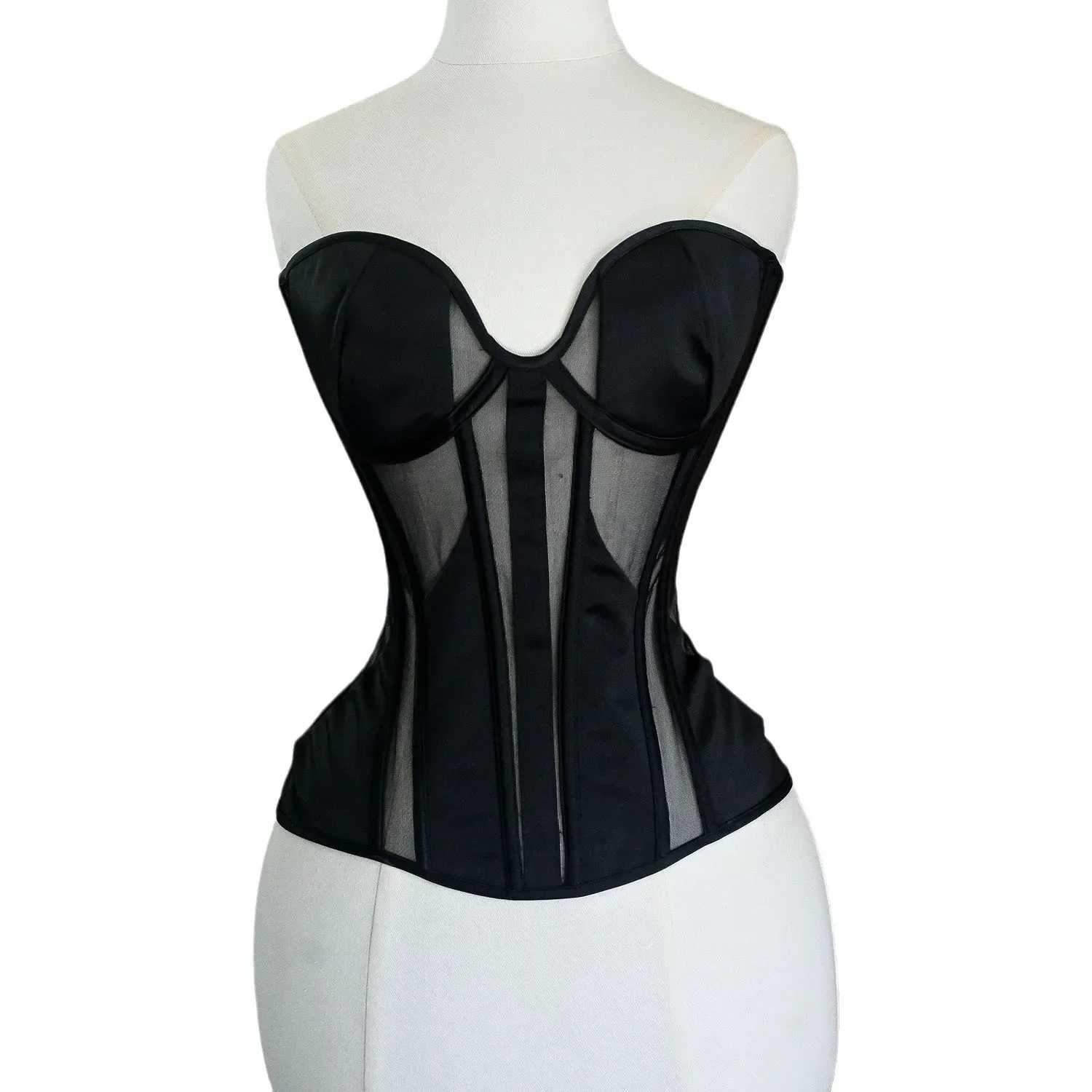 Fashion Womens Deep V Longline Lace Bustier Bra Lace Up Party Corset W250120