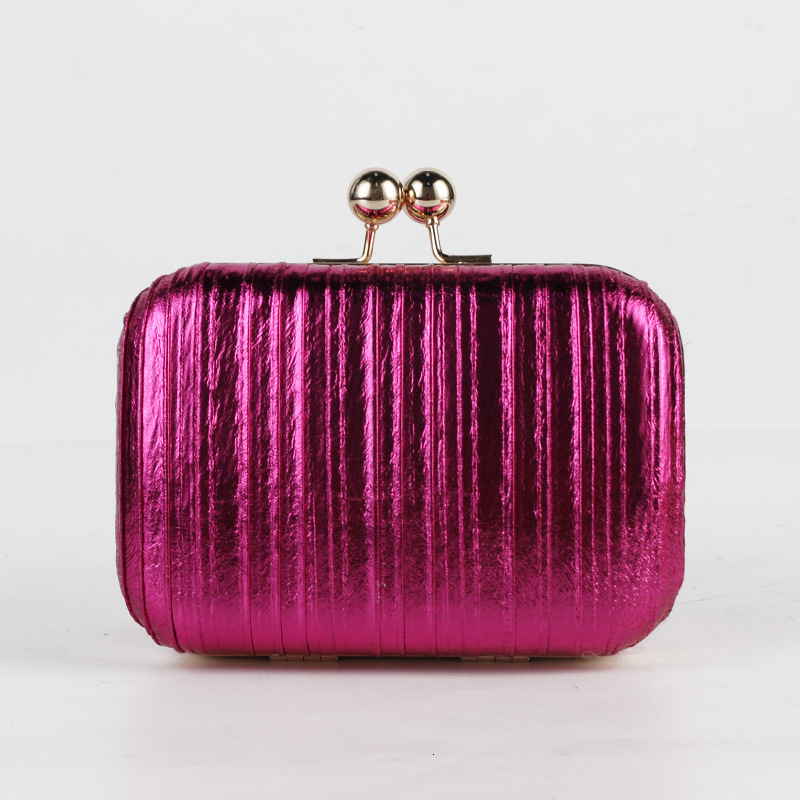 Fashionable Pleated Dinner Metallic Shiny Dress Women's Bag, Versatile Evening Bag