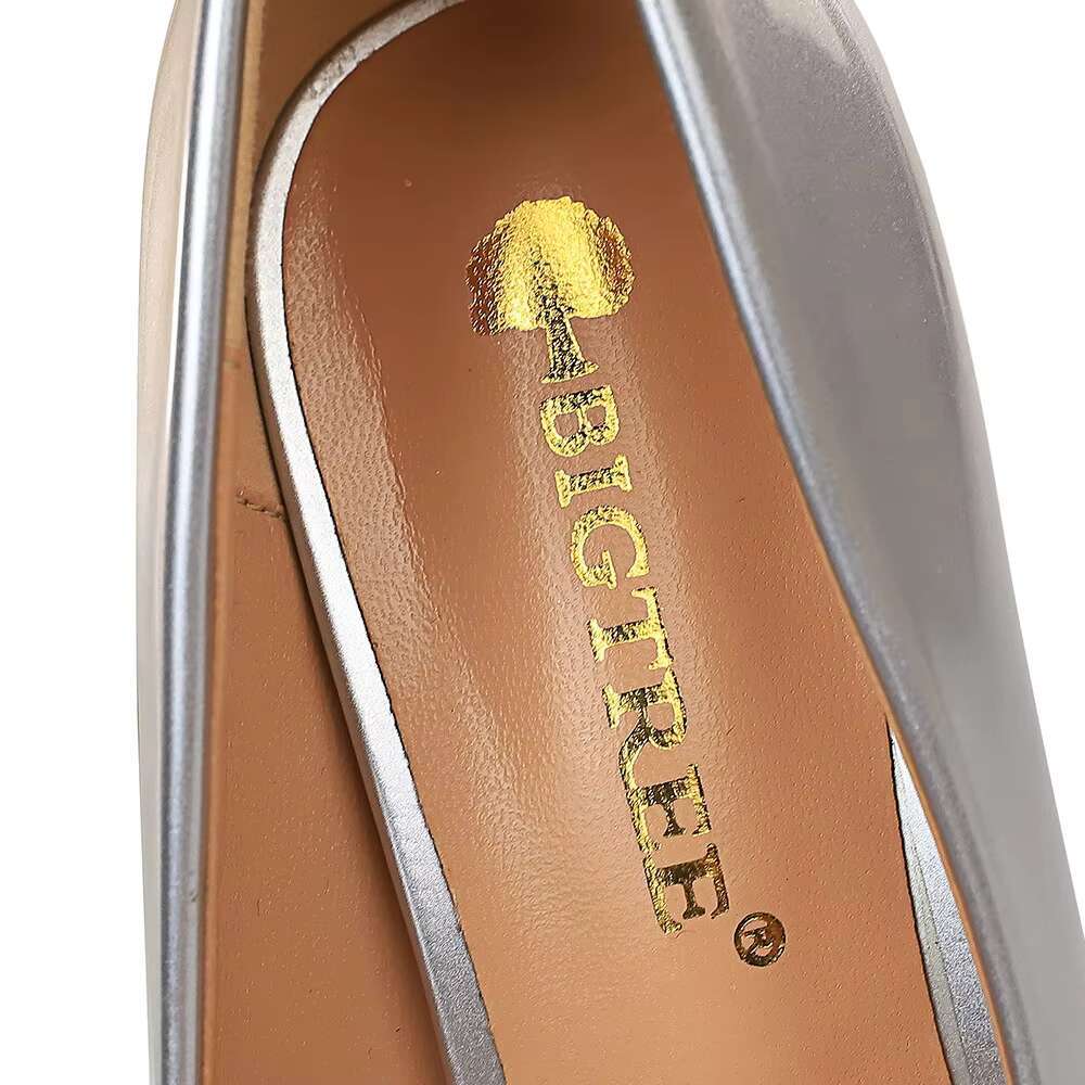 Women 8.5cm High Scarpins Pumps Lady Blue Yellow Sier Glossy Leather Fetish Wedding Bridal Mid Low Heels Office Shoes