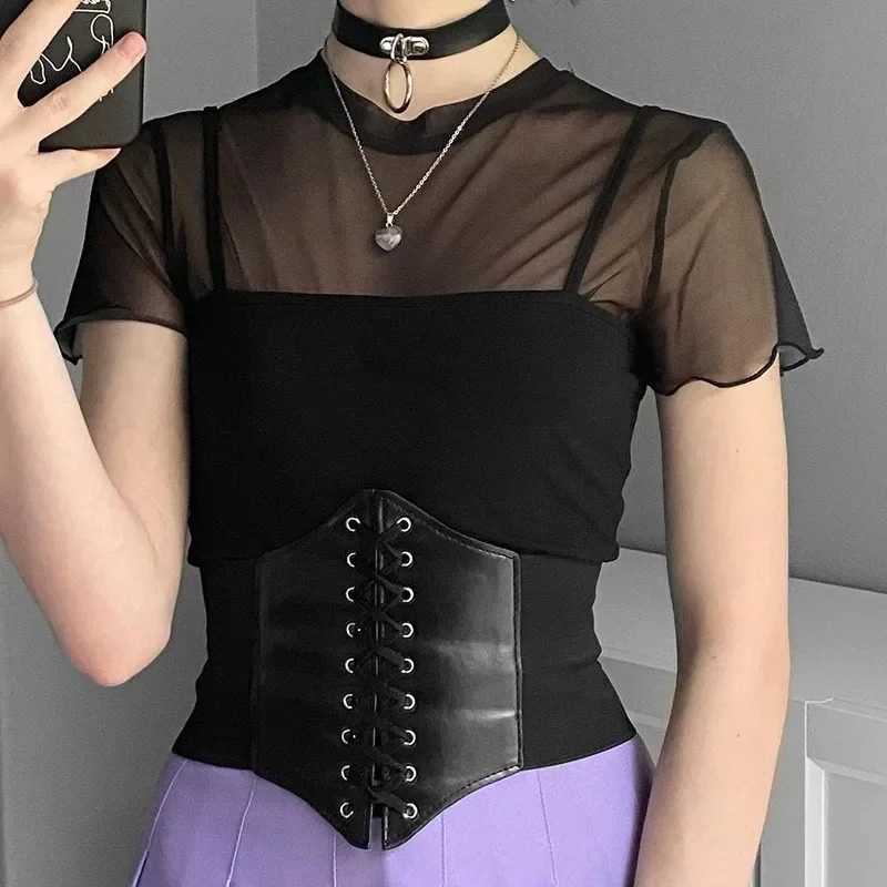 Women Elastic Wide Corset Belts Faux Leather Slimming Shaping Girdle Belt Tight High Waist Versatile for Daily Bustier Corsets W250120