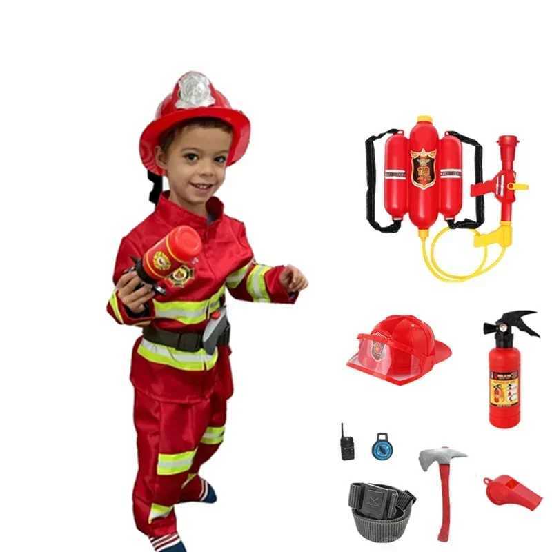 Fireman Costumes Children Professional Hero Tools Clothing Halloween Cospaly Firefighting Suits Children Toys Gifts W250117