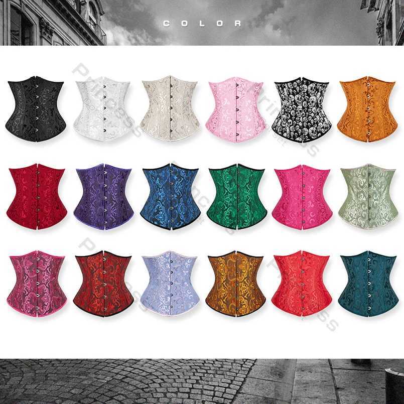 Underwear Corset Plus Size Gothic Corset Cincher Medieval Womens Corset Jacquard Retro Waist Corset Top Black and White Purple W250120