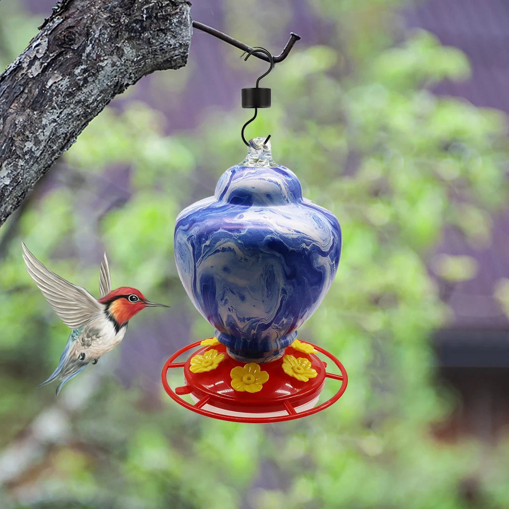 Garden Yard Decoration Practical Bird Feeder Cage Feeder Bottle Hanging Hook Flower Hummingbird Feeder Drinker 250121