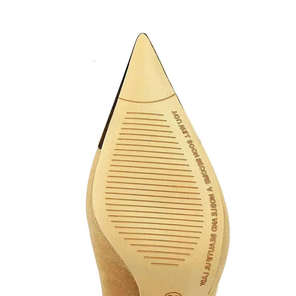 Women Metal Pointed Cap Toe Green Bury Veet New Pumps Lady 10cm Evening Banquet Dress Scarpins Stiletto Heels Shoes