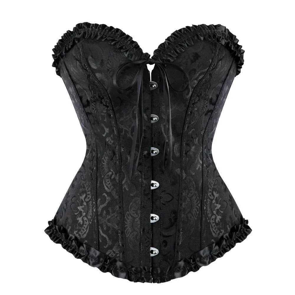 Sexy Bustiers And Corsets Floral Lace Tops Shapewear For Women Vintage Corset Gothic Overbust Satin Jacquard Corsets W250120