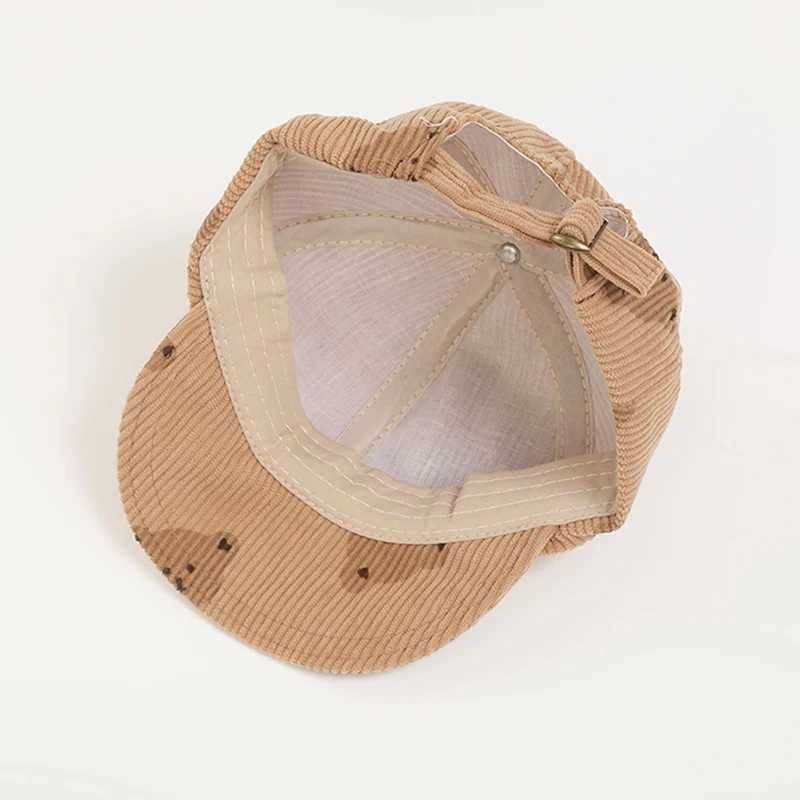 Cute cartoon bear printed childrens baseball cap Spring and Autumn baby boy and girl Visor hat childrens leather hat fashionable baby sun hat M250121