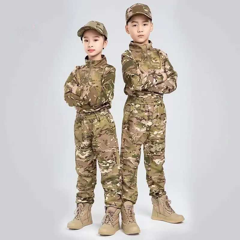 Children Camouflage Uniform Suit Breathable Long Sleeve Outdoor Development School Student Summer Camp Military Training Uniform W250117