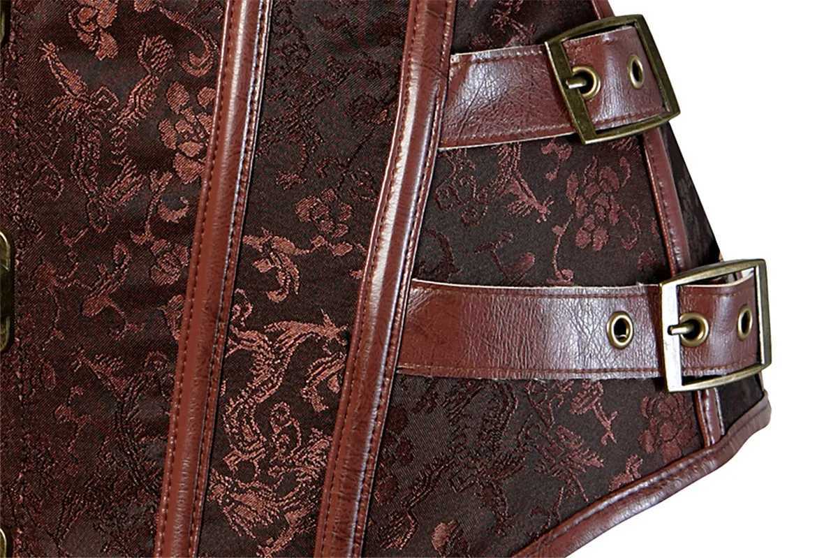 Sapubonva Corset Bustier Steampunk Clothing Women Top Plus Size Vintage Outerwear Corselet Overbust Pirate Costume Brown Black W250120